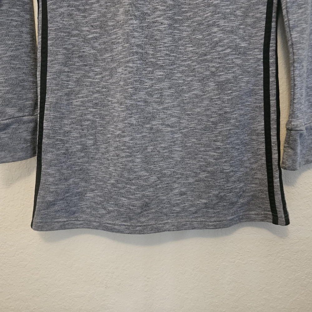 Adidas Grey Long Sleeve Sweatshirt Dress Womens Small Grey Black Side Stripe - Picture 3 of 6